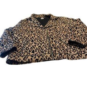 Women’s plus size 16/18 leopard print Workwear zip basic jacket Pocket chico’s
